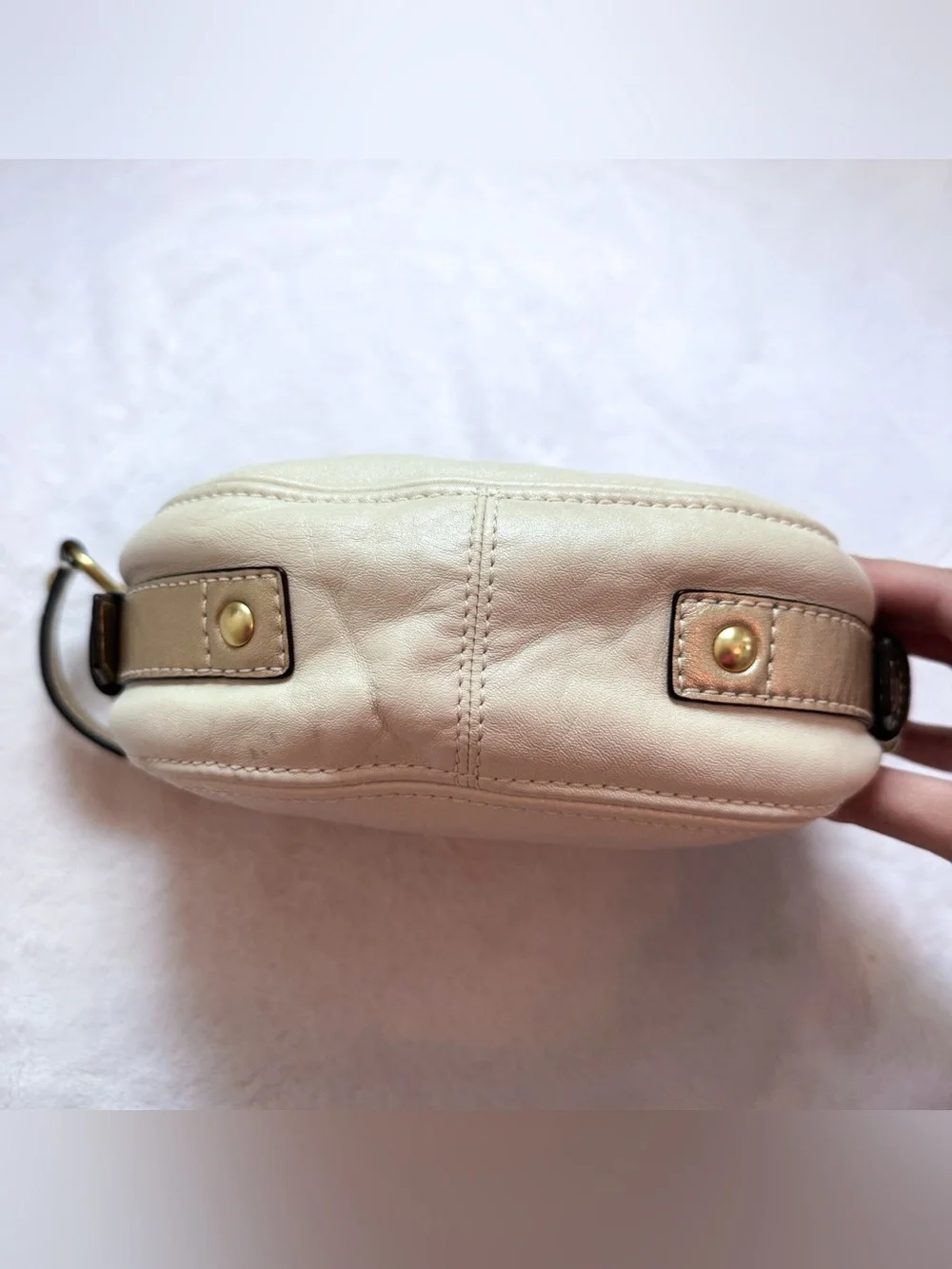 Coach Zoe Y2K White Pearl / Gold Leather Mini Hobo Shoulder Bag 2009 EUC 41864 - Picture 6 of 15